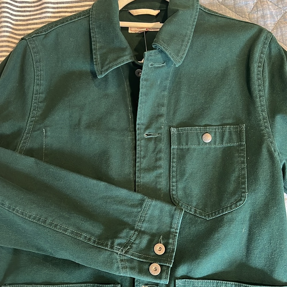J. CREW Wallace & Barnes Duck Canvas Chore Coat Jacket Forest Green XS